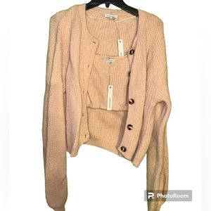 Two Piece Pink Cardigan Set